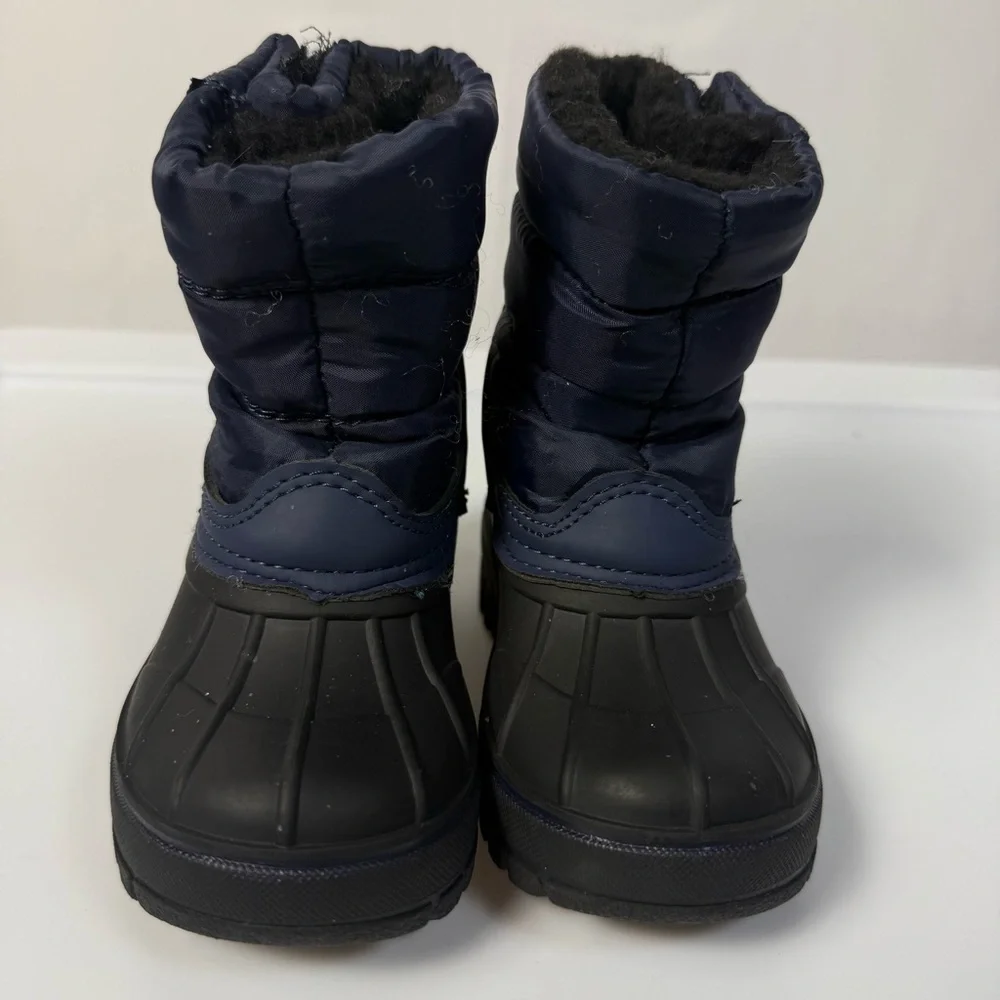 London Fog Jett Waterproof Kids Blue Black‎ Snow Boots sz 6C Winter Outdoor